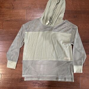 PINK Mesh Hoodie in Sage Green